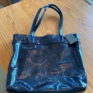 Coach Blue Patent Leather Shoulder Tote